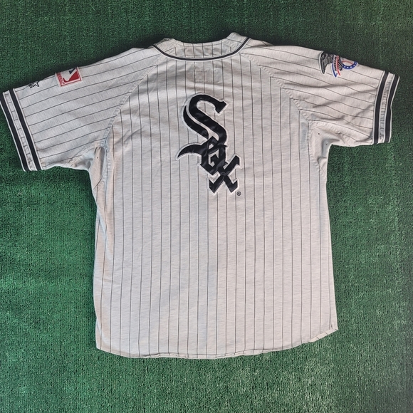 Vintage Starter Chicago White Sox MLB Pinstripe Baseball Jersey Large Gray Sewn. - Picture 6 of 8